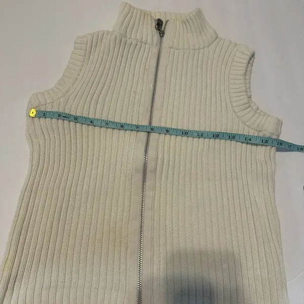 GAP White Cream Sleeveless Sweater Vest Cable Knit Fall ‘99 Vintage 100 cotton - Image 5
