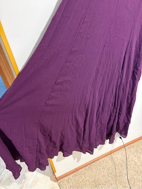 NEW Garnet Hill Cotton Gauze Long Maxi Cover-Up Dress Purple Coastal Size Medium - Image 7