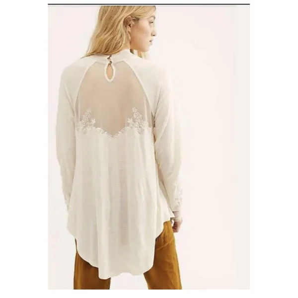 Free People Saheli Embroidered Long Sleeve Tunic Top Women's XS‎ Cream Boho Chic - Image 10