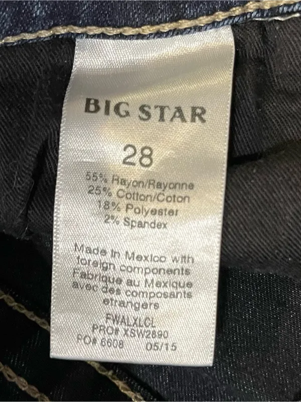 BIG STAR // THE BUCKLE Womens Alex Skinny Non-Distressed Dark Wash Blue Jeans 28 - Image 8