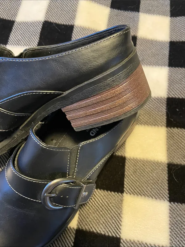 Eastland Black Leather Slip-On Mules with Buckle Detail - Image 4