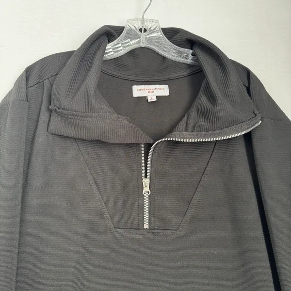 Adrienne Vittadini Sport Women L Black Quarter Zip Pullover Textured Athleisure - Image 4