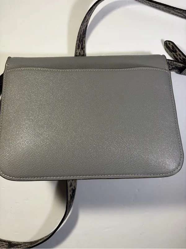 Coach Gray Leather Crossbody Bag - Silver Logo - Image 4
