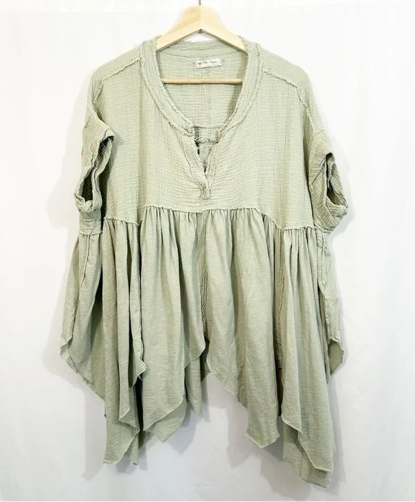 Free People Sugar Rush Babydoll Asymmetrical Hem Short Sleeve Top - Image 4