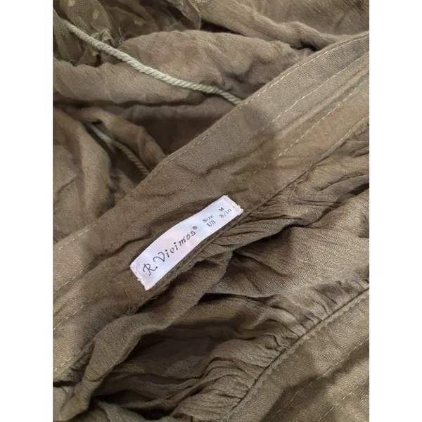 R. Vivimos Olive Green Boho Halter Dress • Size Medium / US 8–10 - Image 7