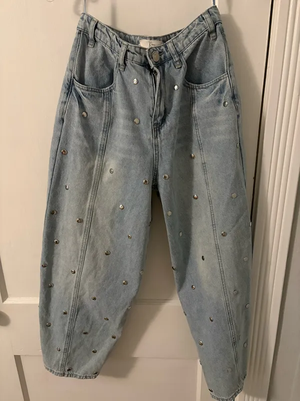Studded Barrel Denim Jeans Blue - Image 9