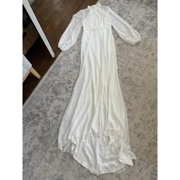 Lulus Graceful Love White Long Sleeve Backless Mermaid Maxi Dress Size Small - Image 3