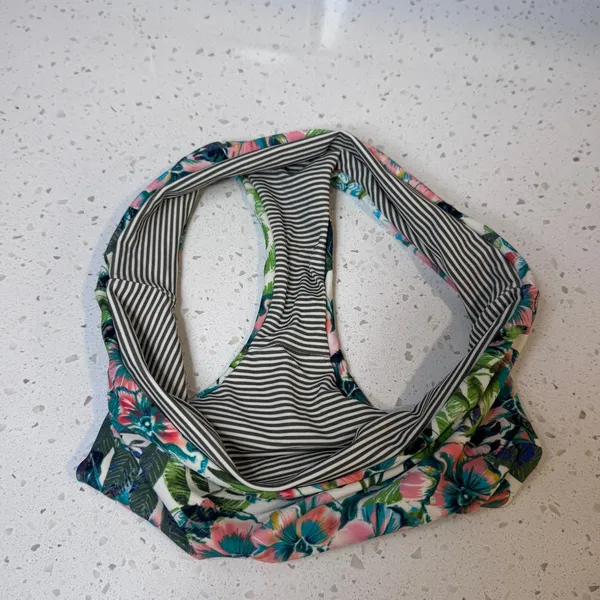 Prana Reversible Bikini Bottoms Tropical Floral Striped‎ Olive Green Small S - Image 4