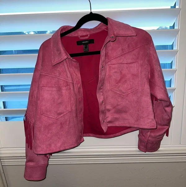 Forever 21 Pink Fringe Suede Jacket - Image 2
