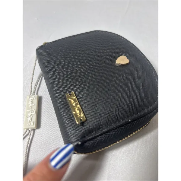 Charlie Paige Black Zip Around Heart Logo‎ Coin Change Purse NWOT READ - Image 7