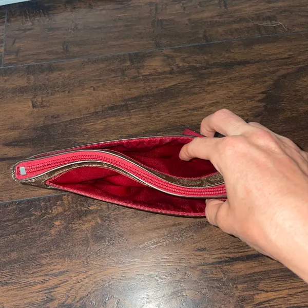 Coach Peyton Signature Go-Go Wristlet Wallet in Khaki and Red - Image 3