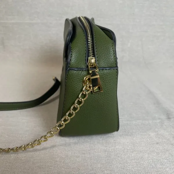 Olive Green Vegan Leather Camera Bag Crossbody Purse - Image 5