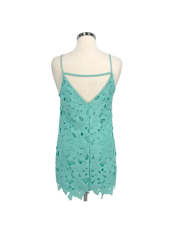 ASTR Lace Sleeveless V-Neck Mini Dress Party Night Out Mint Green Size Medium - Image 7