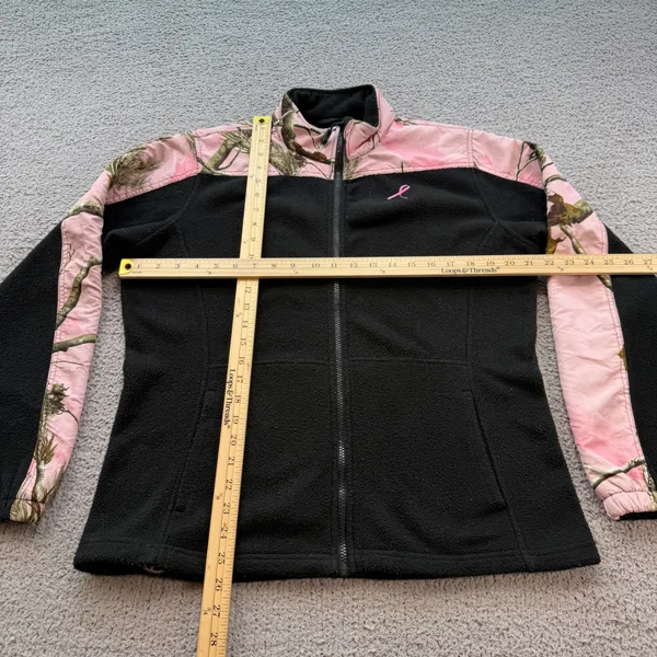 Bushmaster Womens Pink Realtree Camo Fleece Jacket Black Full Zip Size M Gun - Image 3