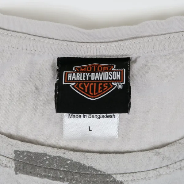 Y2K 2016 Harley Davidson Gold Stud Logo Shirt Gray Size L - Image 8