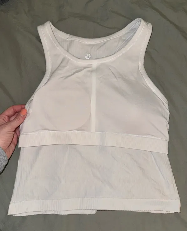 Lululemon White Ebb to Street Cropped Racerback Tank Top - Image 5