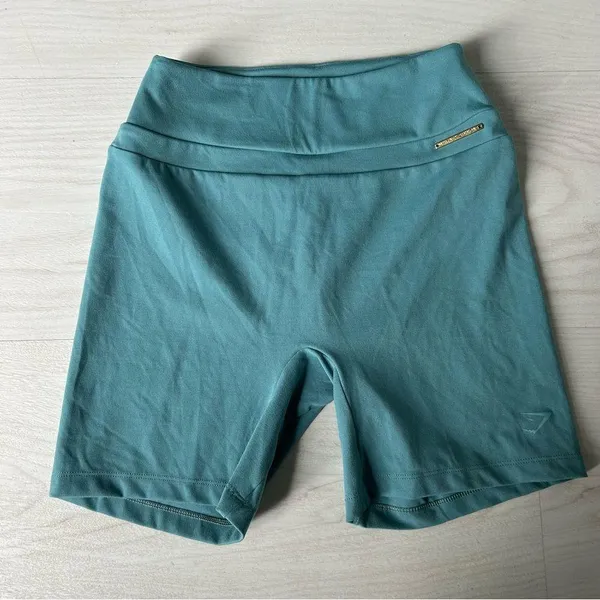 Gymshark X Whitney Simmons Teal Biker Cycling Shorts Modest Shorts Size Medium - Image 2