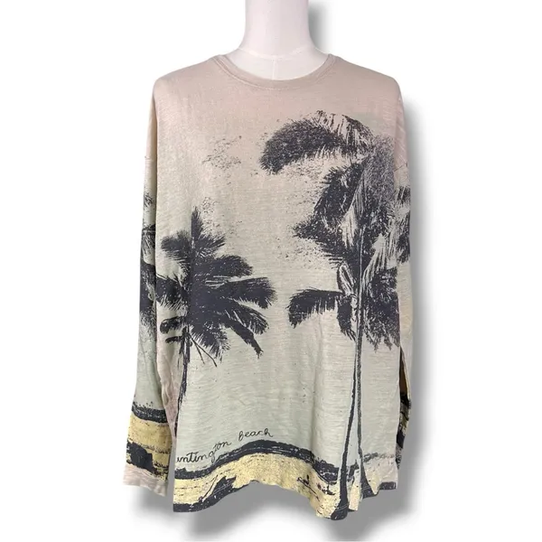 Free People Oversized Bohemian Palm Tree Kai Long-Sleeve Top Tee XL NWT Beach - Image 5