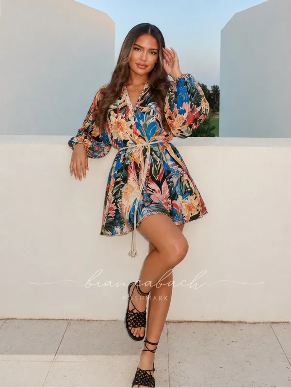 NWT • H&M Tropical Leaf + Floral Mini Tunic Dress - Image 7