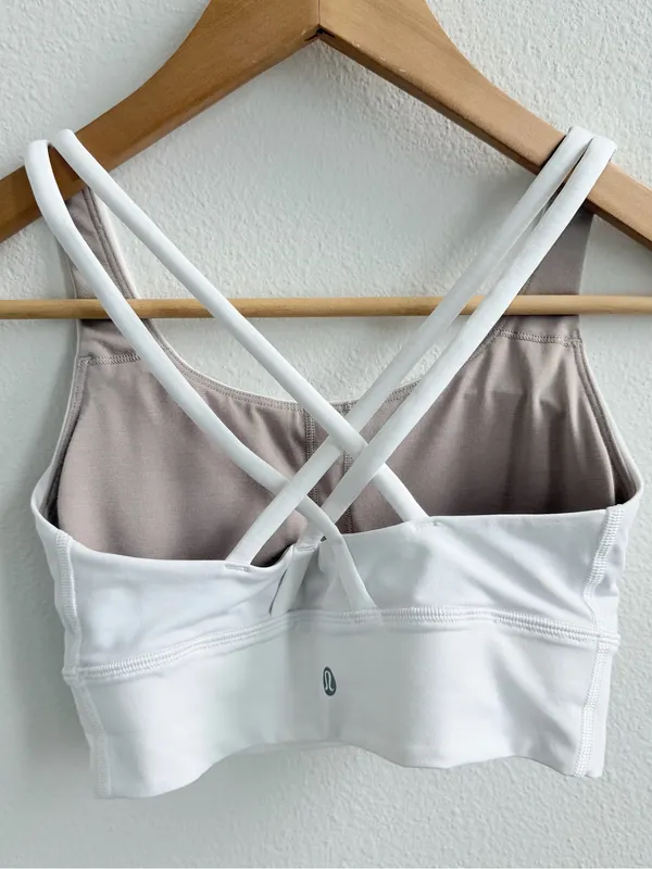 Lululemon Energy Long Line Sports Bra White Criss Cross Back - Image 4