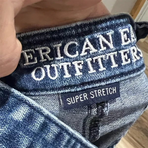 American Eagle Outfitters Shortalls Womens S Blue Denim Stretch Zip Front - Image 4