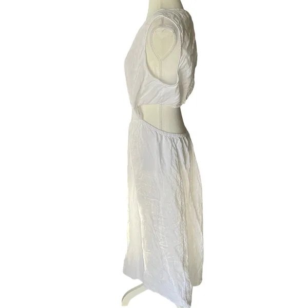 The Drop White 100% Linen O-Ring Cutout‎ Maxi Dress Womens XL Sleeveless Summer - Image 5
