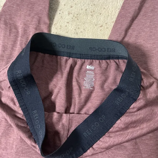 REI Co-op Base Layer Thermal Leggings Womens Medium Maroon Hiking Tights Base - Image 3
