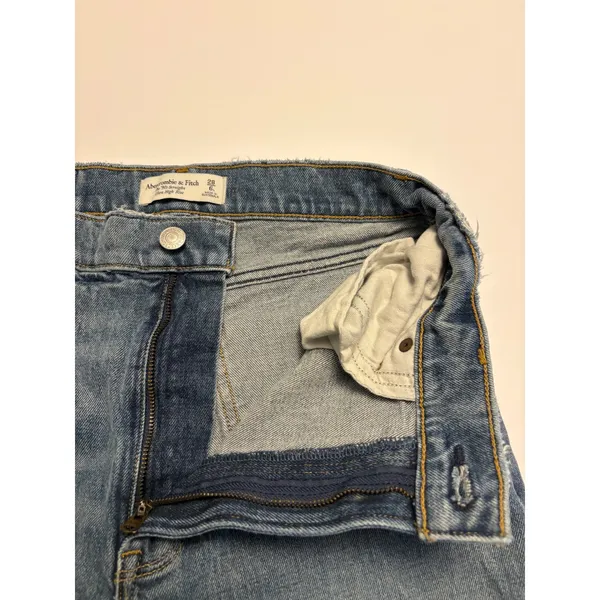 Abercrombie & Fitch 90s Straight Ultra High Rise Jeans Womens 28 Blue Distressed - Image 7