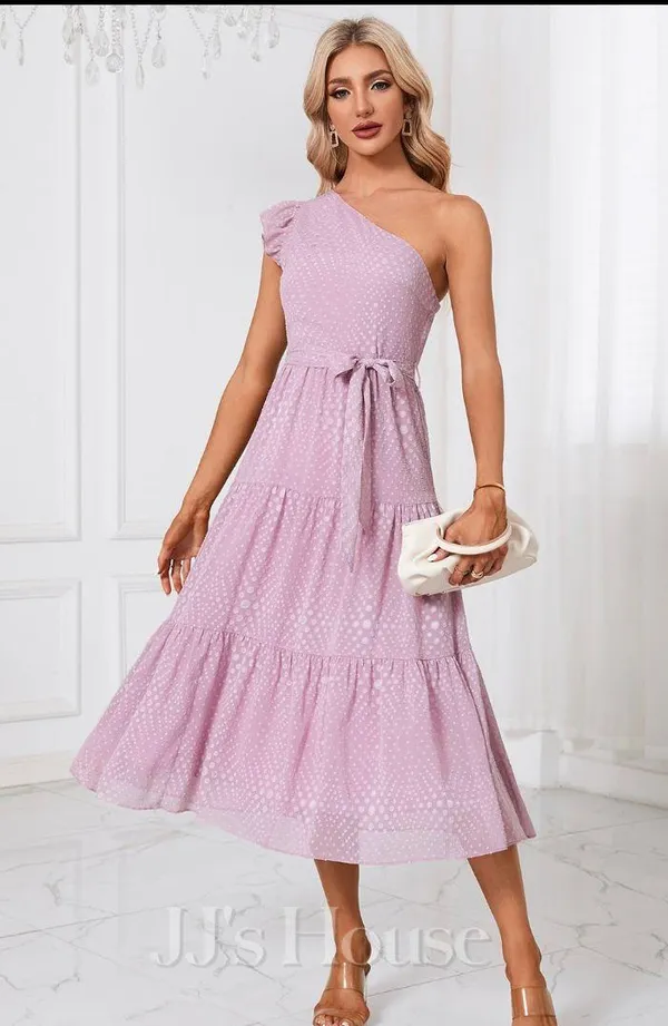 JJ’s House One-Shoulder Chiffon Dress - Image 2