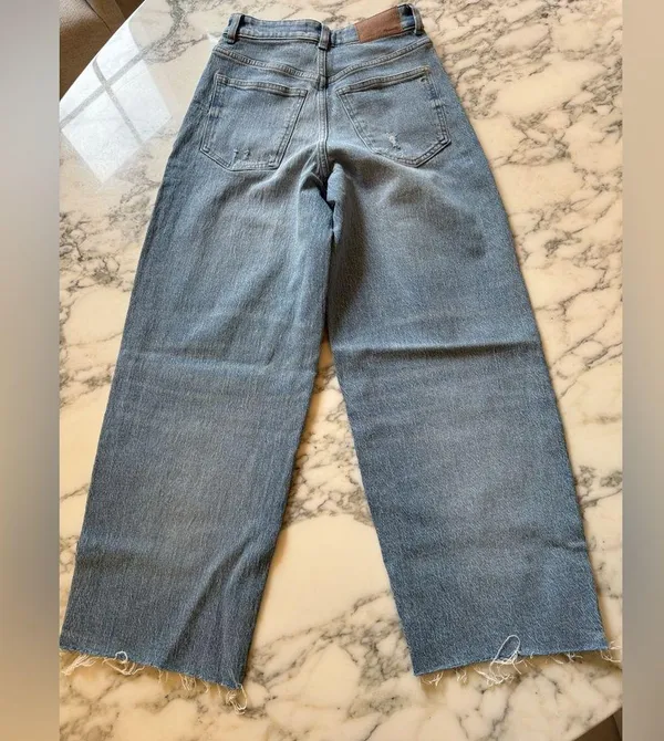 NWT Madewell curvy vintage jeans wide leg cropped 24 broken zipper needs replace - Image 6