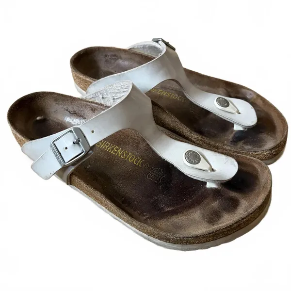 Birkenstock Gizeh Sandals Leather Thong White EU Size 38 Women 7 L7 M5 - Image 4