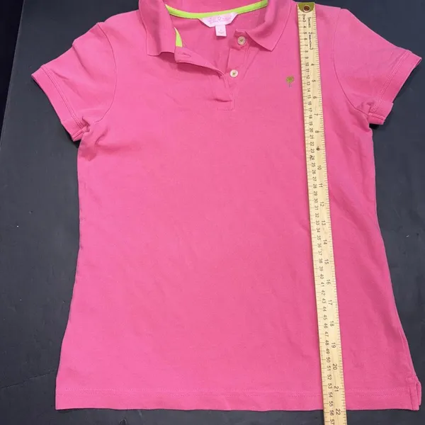 Lilly Pulitzer Preppy School Uniform Pink Pima Cotton Golf Polo‎ Shirt Small - Image 4