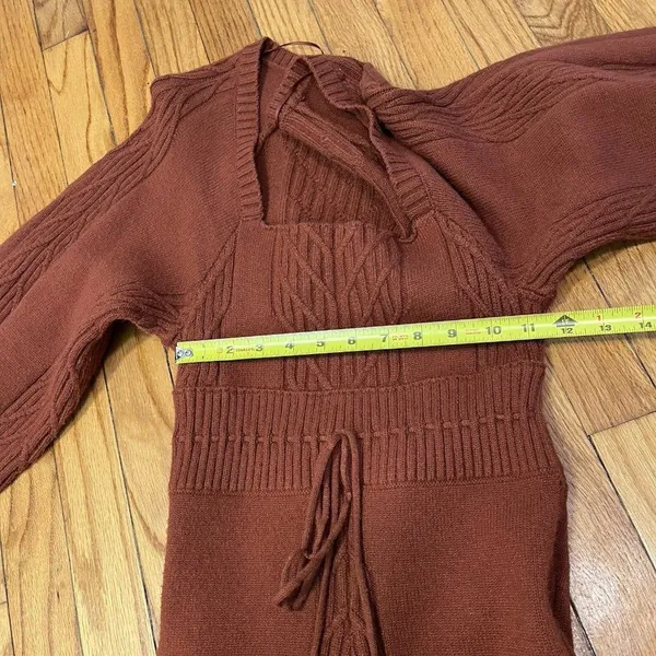 Free People Emmaline Mini Sweater Dress Cut Out Back in Burnt Orange Small‎ - Image 10