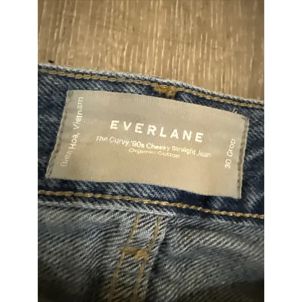Everlane Jeans Womens 30 Blue 90s Cheeky Jean Crop Organic‎ Cotton Button Fly - Image 3