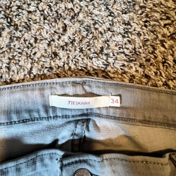Levis 711 Skinny Jeans Womens 34 Grey Mid‎ Rise Stretch Denim Pants 18881-0220 - Image 2