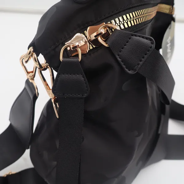Pakfieks Crossbody Bag Womens OS Black Camo Nylon Gold Hardware NWT - Image 2