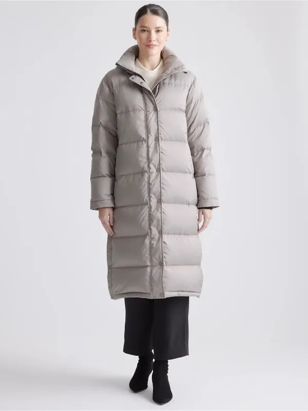 QUINCE Responsible Down Long Puffer Jacket Stone Taupe Color Sz Large - Image 3