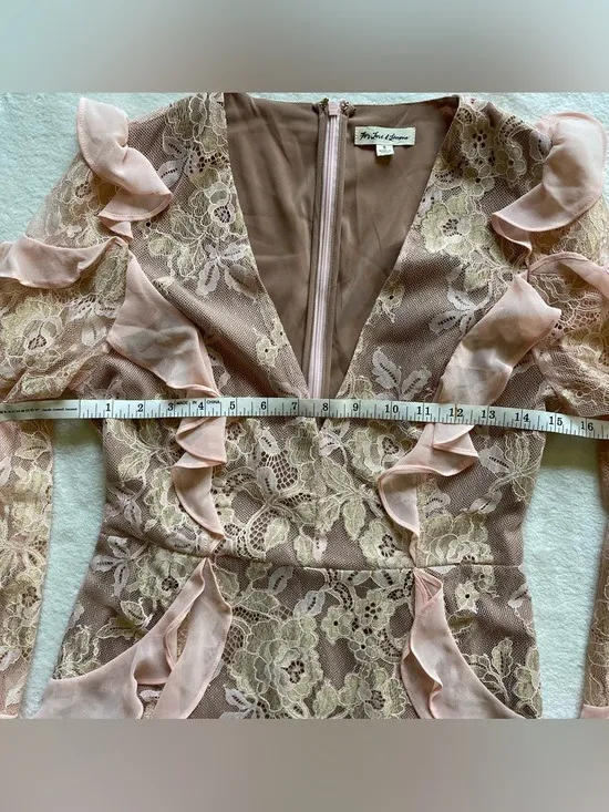 For Love & Lemons Bumble Pink Ruffle Lace Mini Dress size S - Image 9
