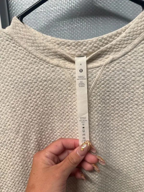lululemon Textured Crewneck Pullover Sweatshirt White Opal Size 4 - Image 2