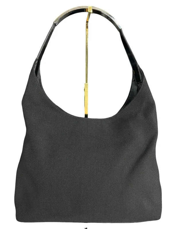 GUCCI Vintage Tom Ford Era Black Canvas Metal Handle Hobo Bag Excellent Cond Y2K - Image 2