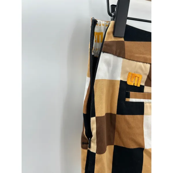 Loudmouth Golf Skort Womens 2 Brown Tan Black‎ White Checkered Mini Skirt Y2K - Image 7