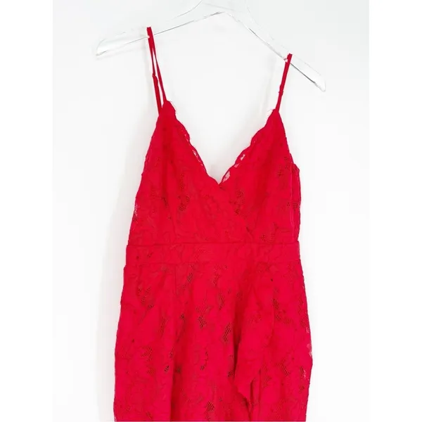 MAJORELLE Paisley Lace Slit Front‎ Maxi Dress Women's L Red Formal - Image 5