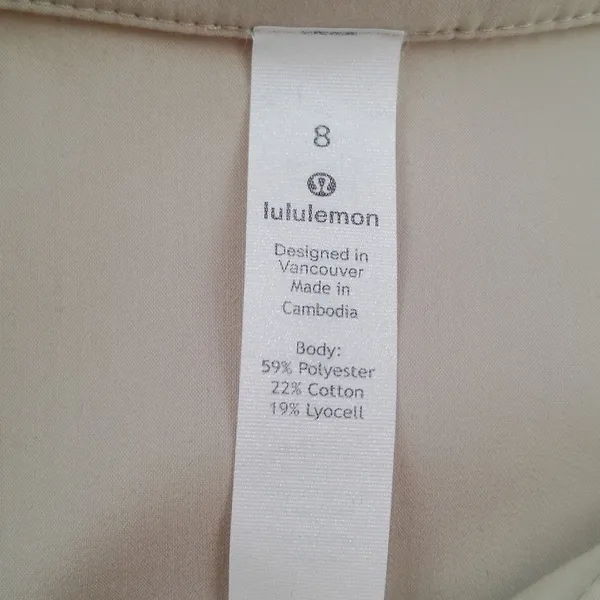 Lululemon All Days Tan Mandarin Collar Button Down Shirt Sz 8 Lagen Minimalist - Image 4