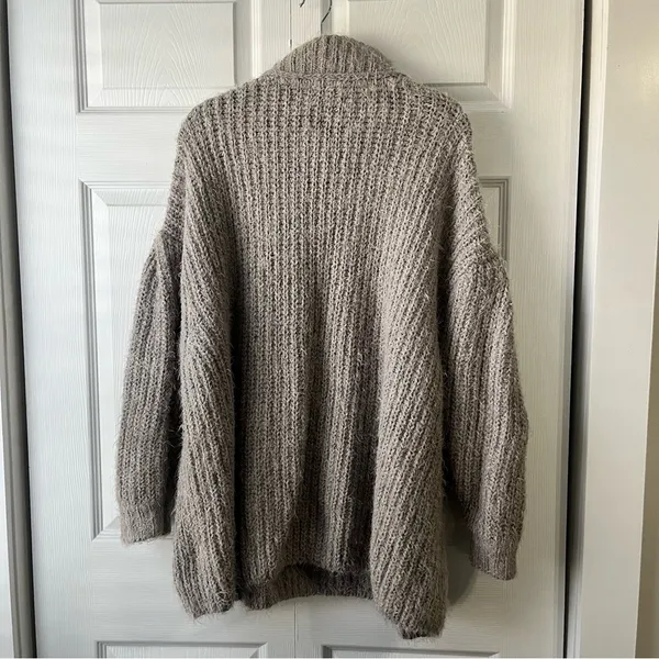 Free People Oasis Oversize Tunic Sweater in Silver Glass Combo Size Small - Image 4
