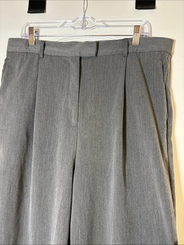 Djerf Avenue Favorite Pants High Rise Wide Leg Pleated Trouser Grey Size XL - Image 3