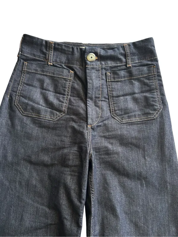 Maeve Colette High-Rise Wide-Leg Cropped Jeans Dark Denim Size 29 - Image 8