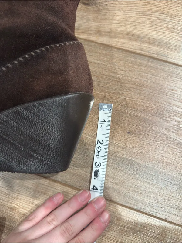 AEROSOLES Vintage 90s Dark Brown Suede Knee-high Moccasin Wedge Boots | Size 8 - Image 8