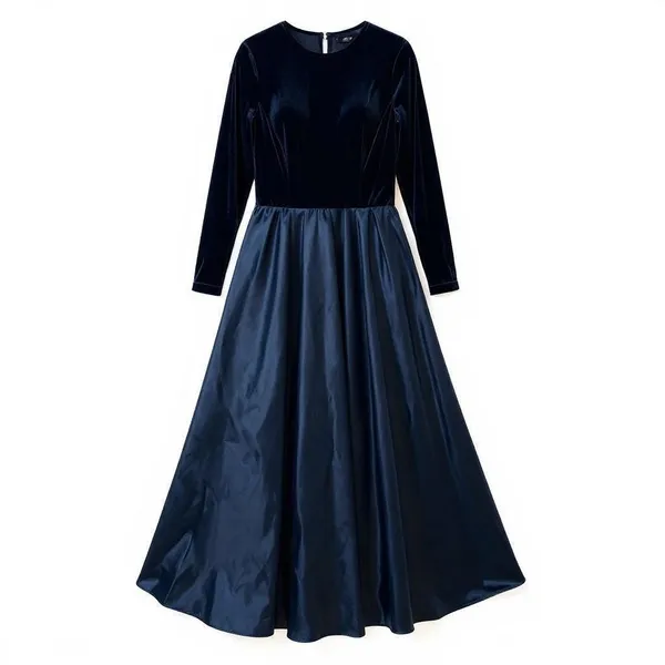 Vintage 90s Scott‎ McClintock Navy Velvet Gown Open Back Formal Dress 12 - Image 3