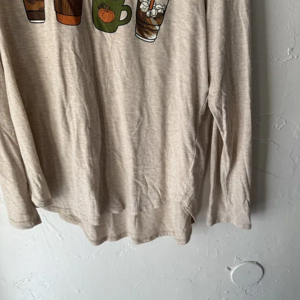 State of Mine Shirt‎ Womens Large Beige Coffee Pumpkin Spice Latte Graphic Fall - Image 3