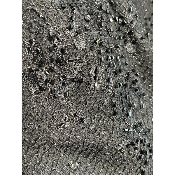 Carmen Marc Valvo Beaded Lace Cocktail Dress Womens Size 10 Black Vintage Y2K - Image 3